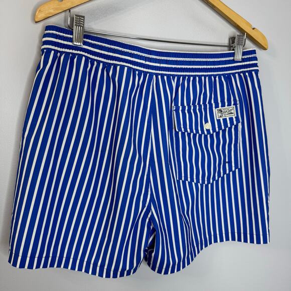 Polo Ralph Lauren Stretch Slim Fit Swim Trunk Iris Blue Stripe Preppy Coastal XL - Picture 4 of 14
